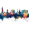 Fredericton Canada Skyline Blue & Bronze Mural Wallpaper - pure wallpaper artwork