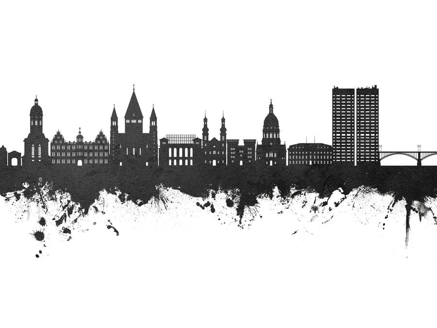 Mainz Germany Skyline Black & White Mural Wallpaper