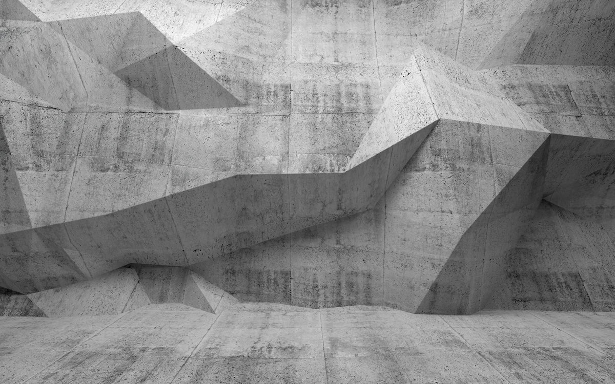 Concrete Shapes Gray Mural Wallpaper - pure wallpaper artwork