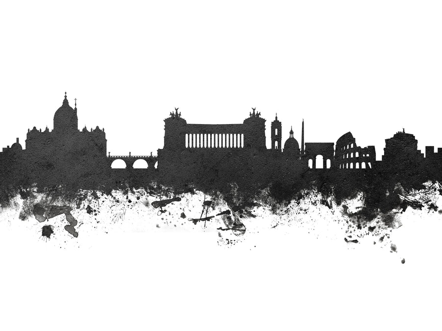 Rome Italy Skyline Black & White Mural Wallpaper