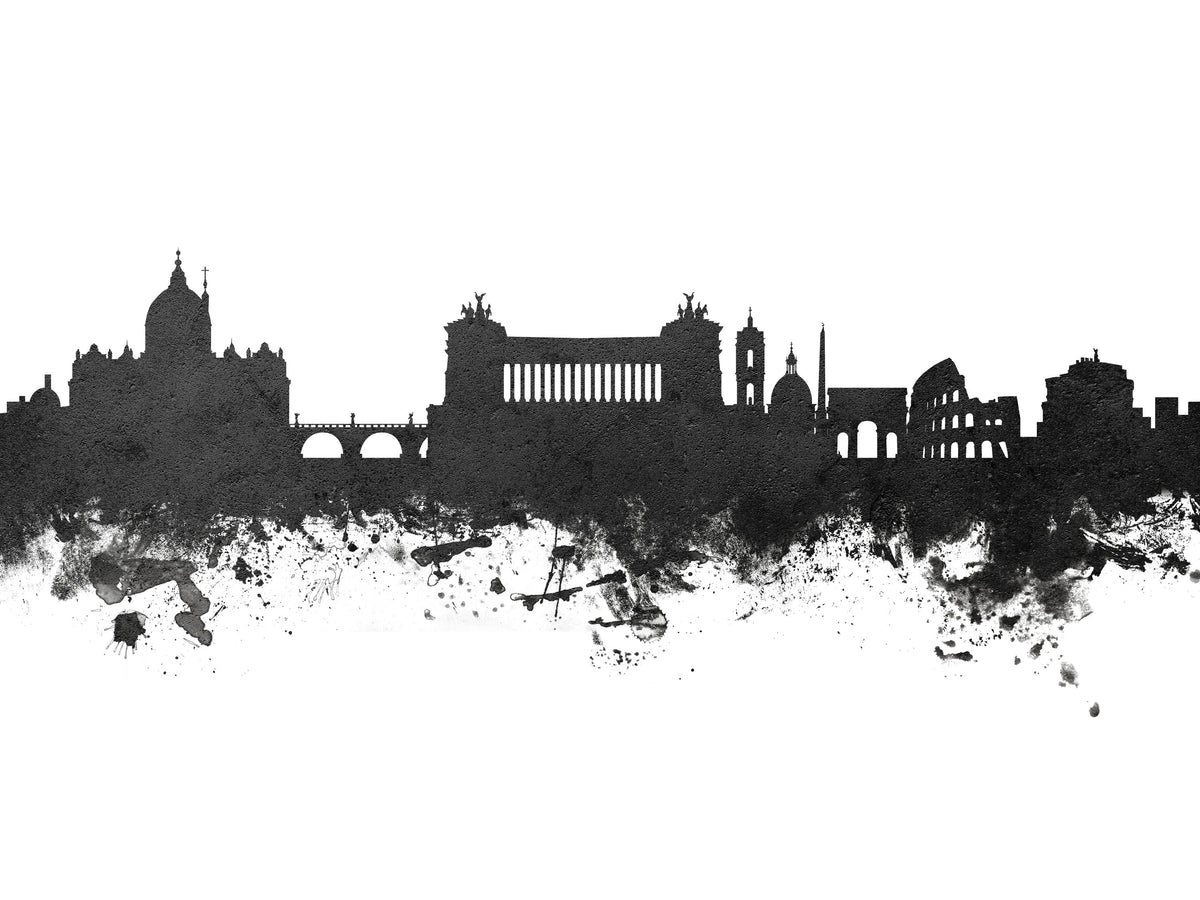Rome Italy Skyline Black & White Mural Wallpaper - pure wallpaper artwork
