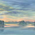 Watercolor Twilight Lake Mural Wallpaper - pure wallpaper artwork