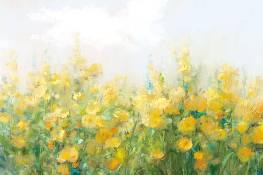 A Row of Yellow Blossoms Mural Wallpaper