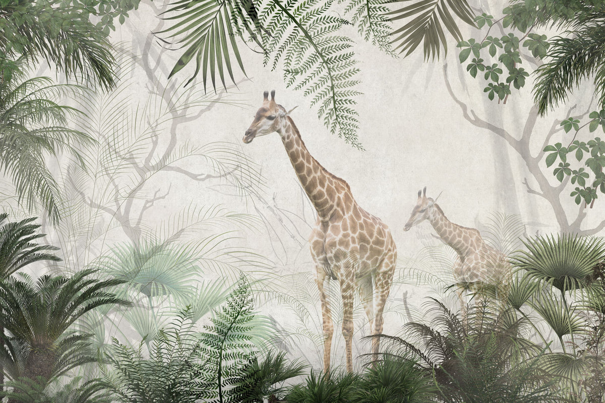 Giraffe Stroll Mural Wallpaper - pure wallpaper artwork