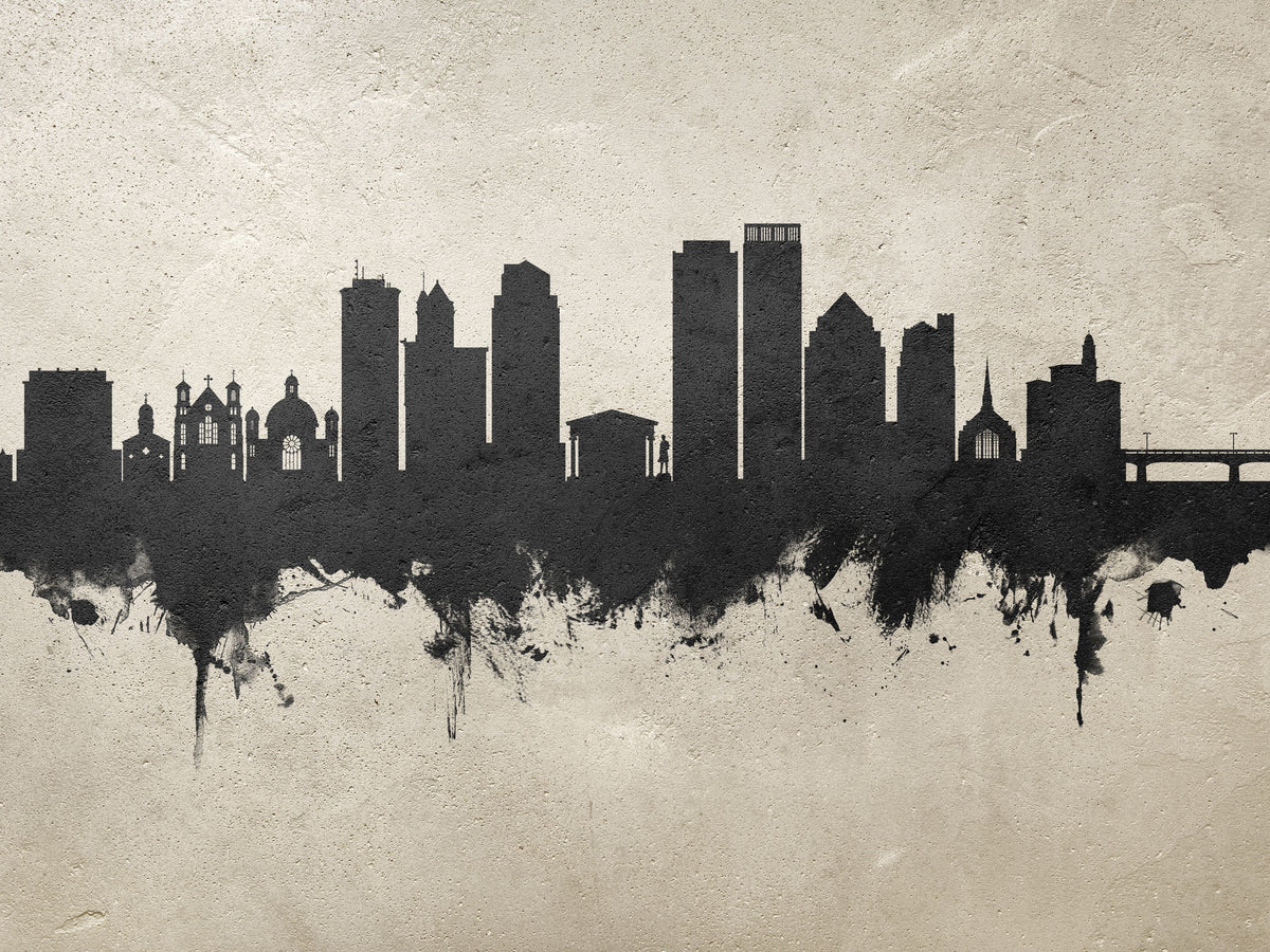 Dayton Ohio Skyline Concrete Mural Wallpaper - pure wallpaper artwork