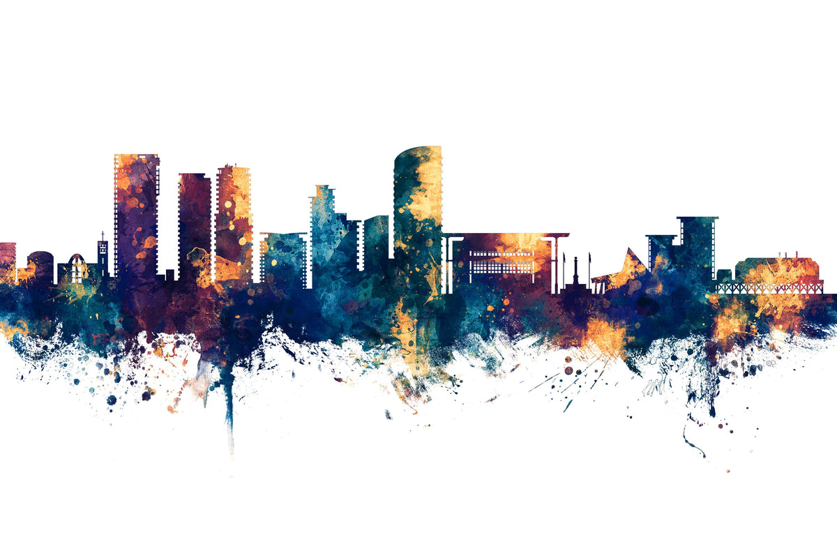 Darwin Australia Skyline Blue & Bronze Mural Wallpaper - pure wallpaper artwork