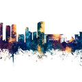 Darwin Australia Skyline Blue & Bronze Mural Wallpaper - pure wallpaper artwork