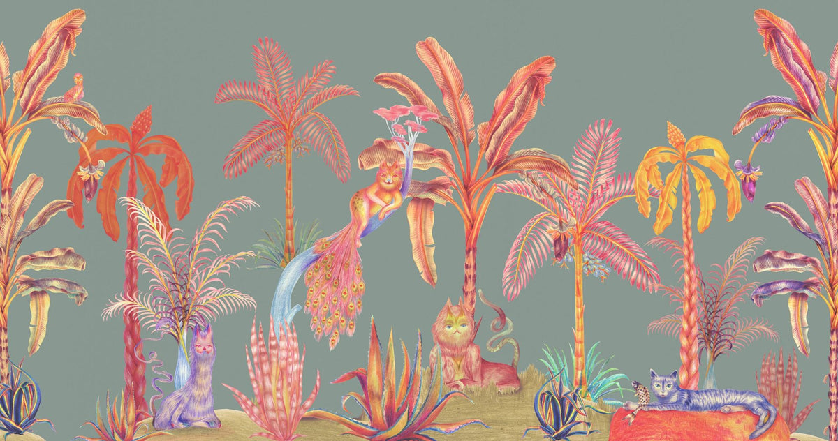 Colorful Jungle, Seafoam Mural Wallpaper - pure wallpaper artwork