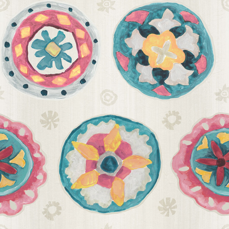 Boho Circles White Mural Wallpaper