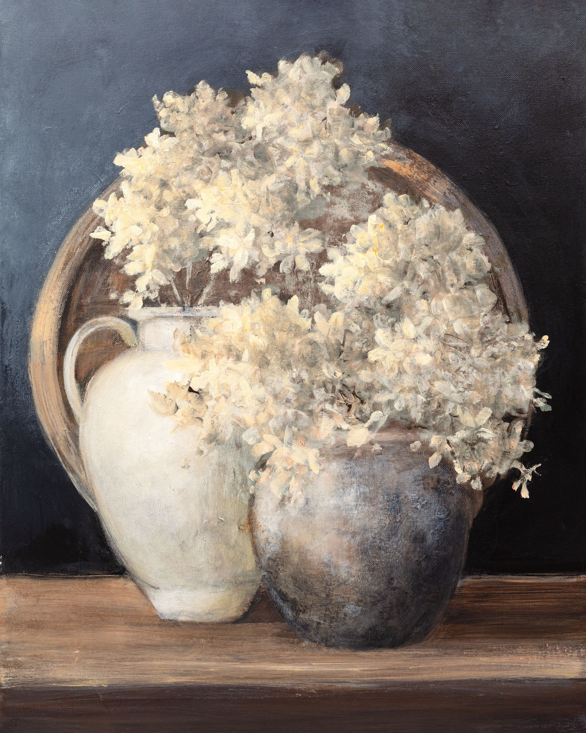Golden Hydrangeas II White Mural Wallpaper - pure wallpaper artwork