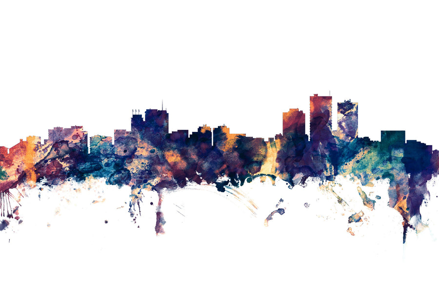Anchorage Alaska Skyline Blue & Bronze Mural Wallpaper