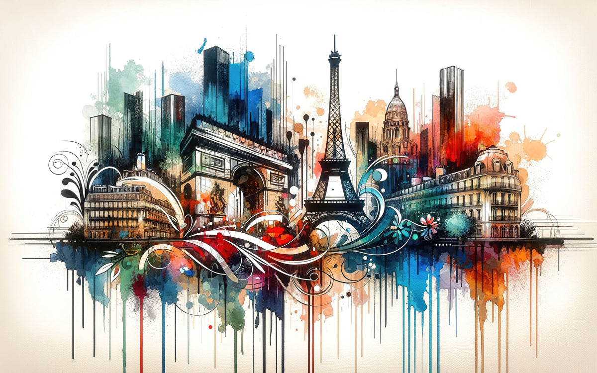 Watercolor Skyline Paris III Mural Wallpaper - pure wallpaper artwork