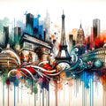 Watercolor Skyline Paris III Mural Wallpaper - pure wallpaper artwork