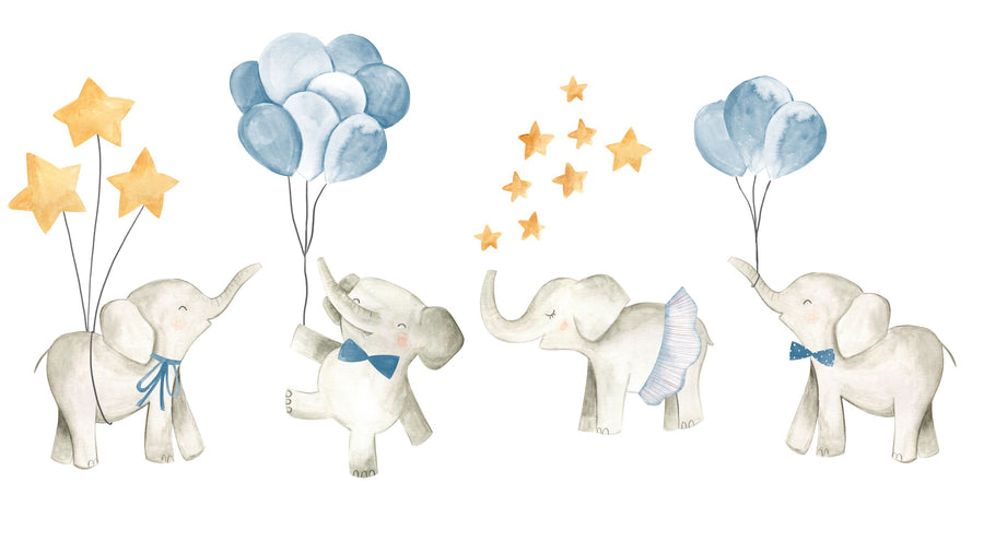 Cute Elephants Mural Wallpaper