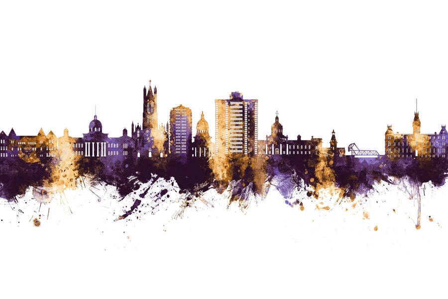 Kingston Canada Skyline Purple & Gold Mural Wallpaper