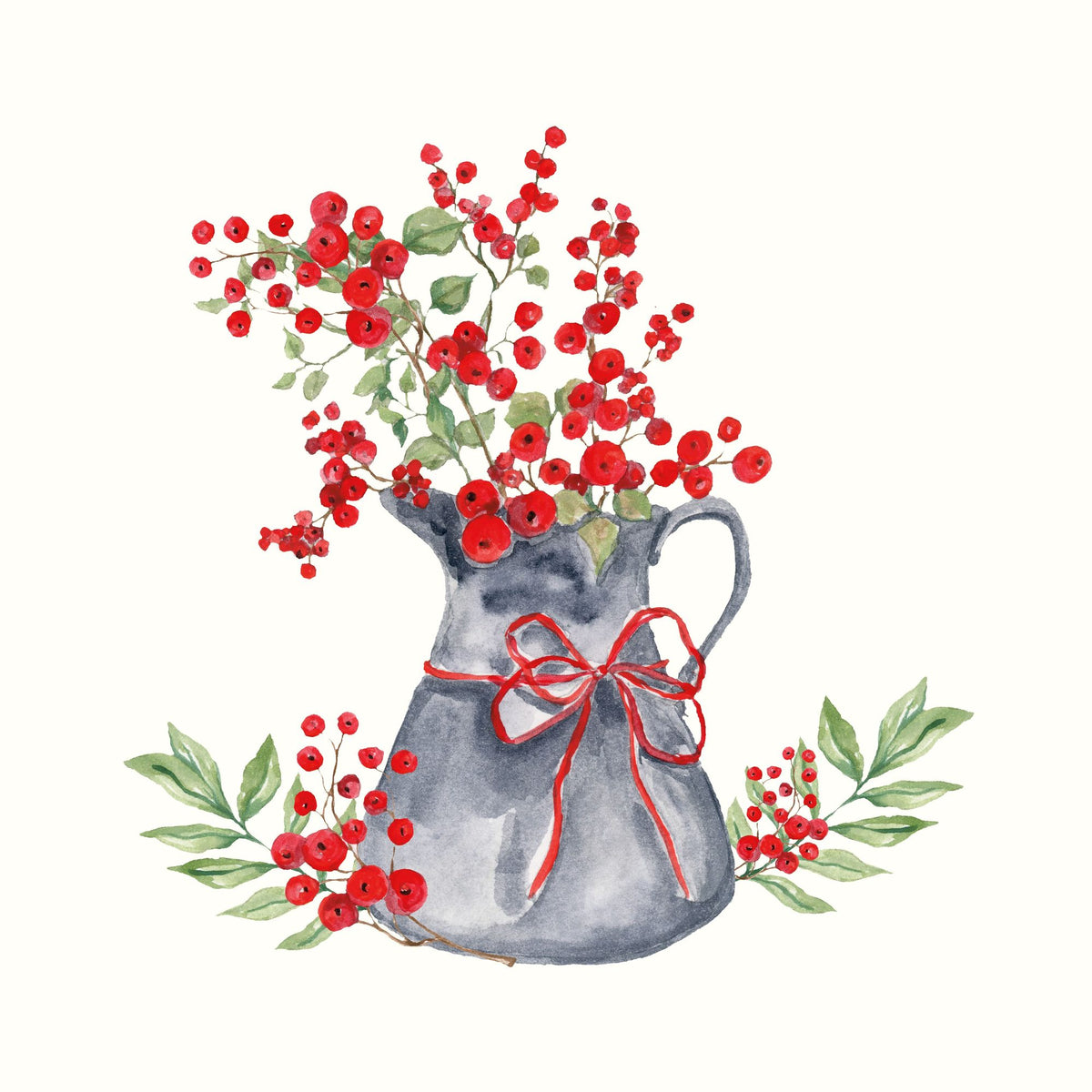 Winterberry Tidings IV Mural Wallpaper - pure wallpaper artwork