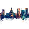 Topeka Wyoming Skyline Blue & Bronze Mural Wallpaper - pure wallpaper artwork