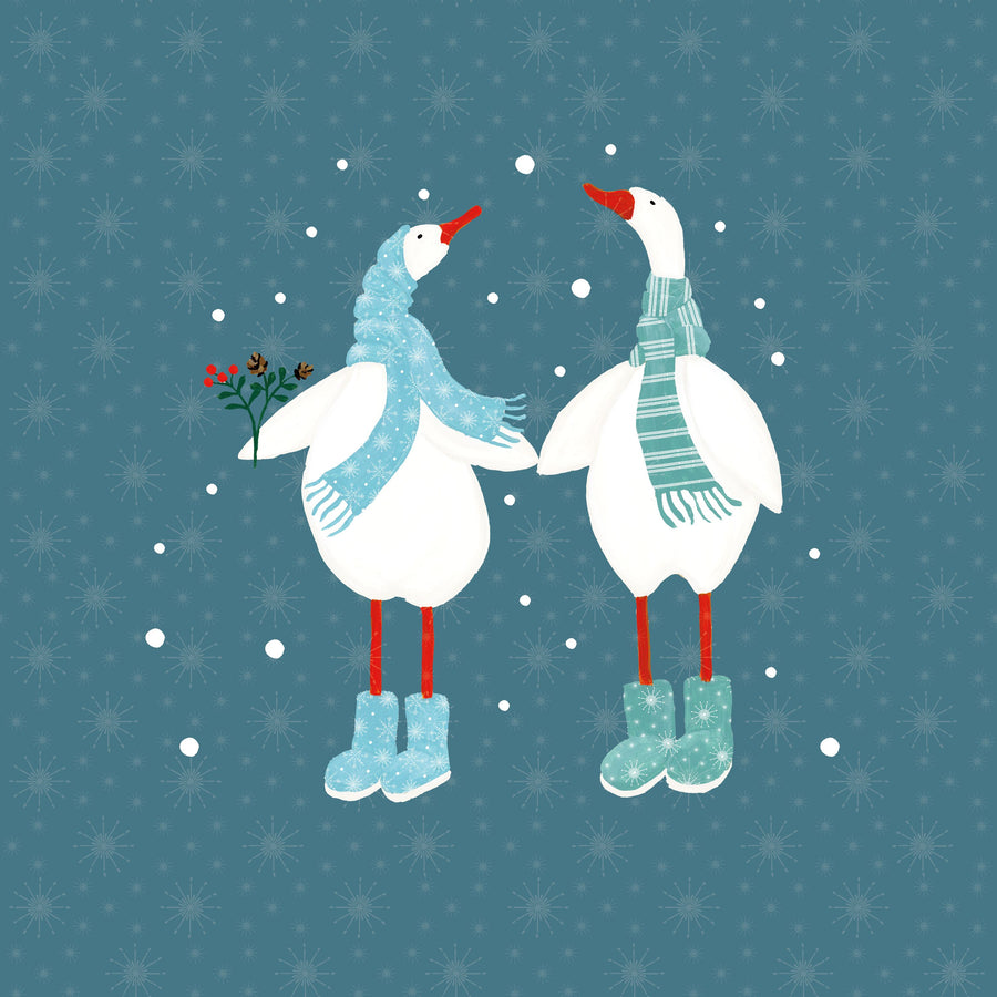 Ducks in the Snow X Mural Wallpaper