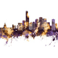 Edmonton Canada Skyline Purple & Gold Mural Wallpaper - pure wallpaper artwork