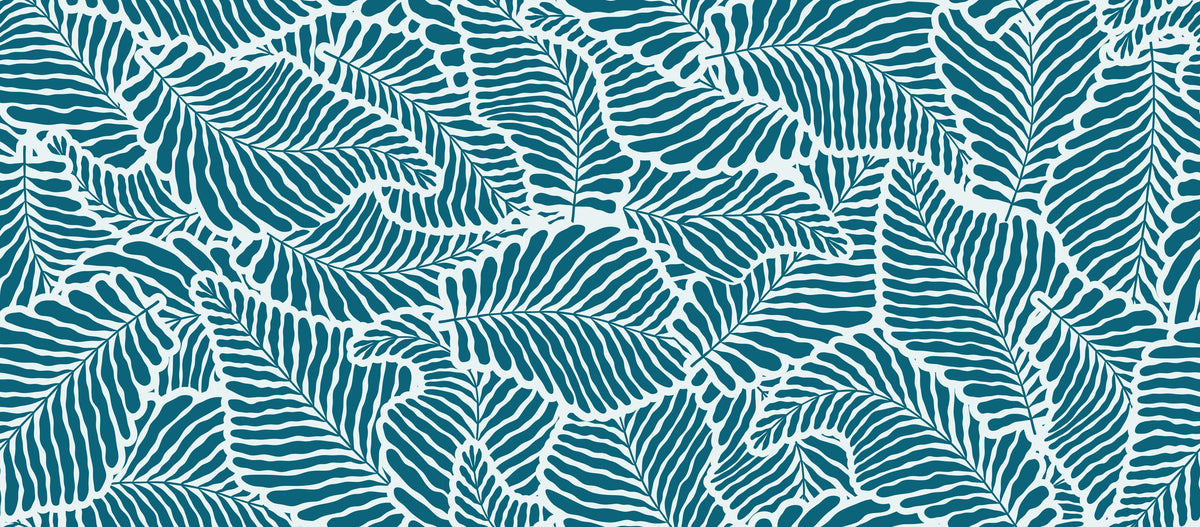 Fern Cut-Outs Pattern, Teal Mural Wallpaper - pure wallpaper artwork