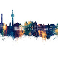 Galaţi Romania Skyline Blue & Bronze Mural Wallpaper - pure wallpaper artwork