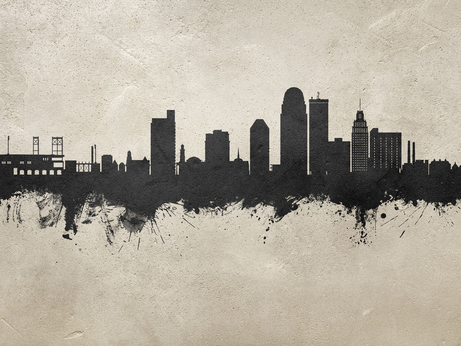 Winston-Salem North Carolina Skyline Concrete Mural Wallpaper