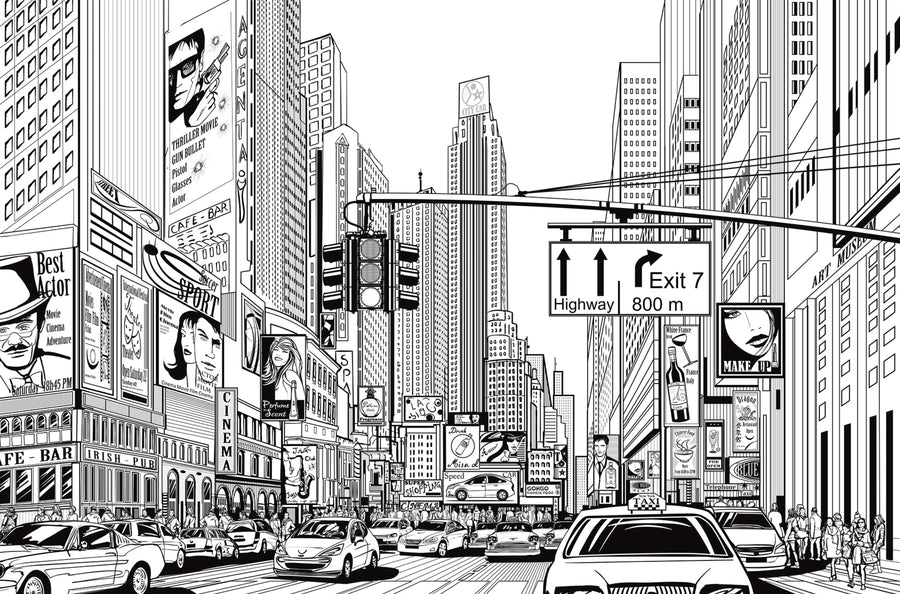 Cartoon City Mural Wallpaper