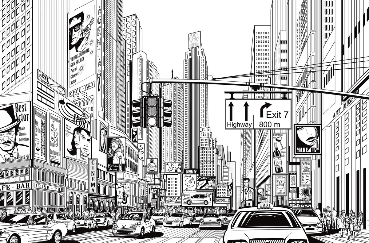 Cartoon City Mural Wallpaper - pure wallpaper artwork