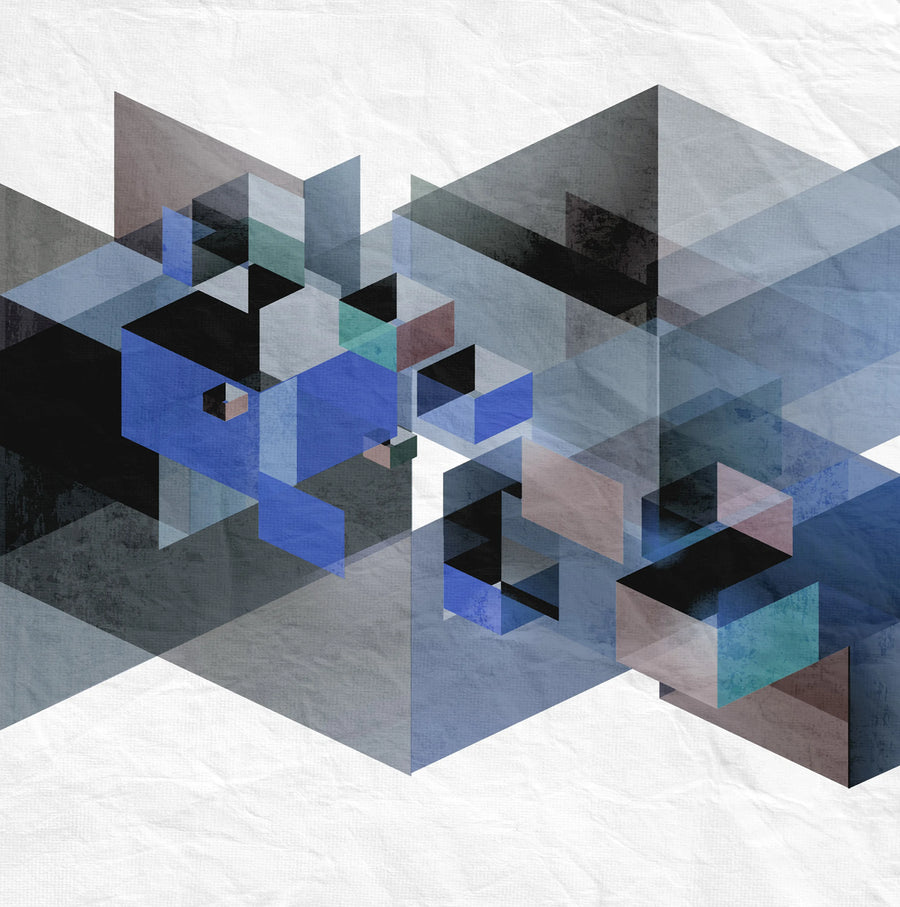 Fractal, Blue Mural Wallpaper