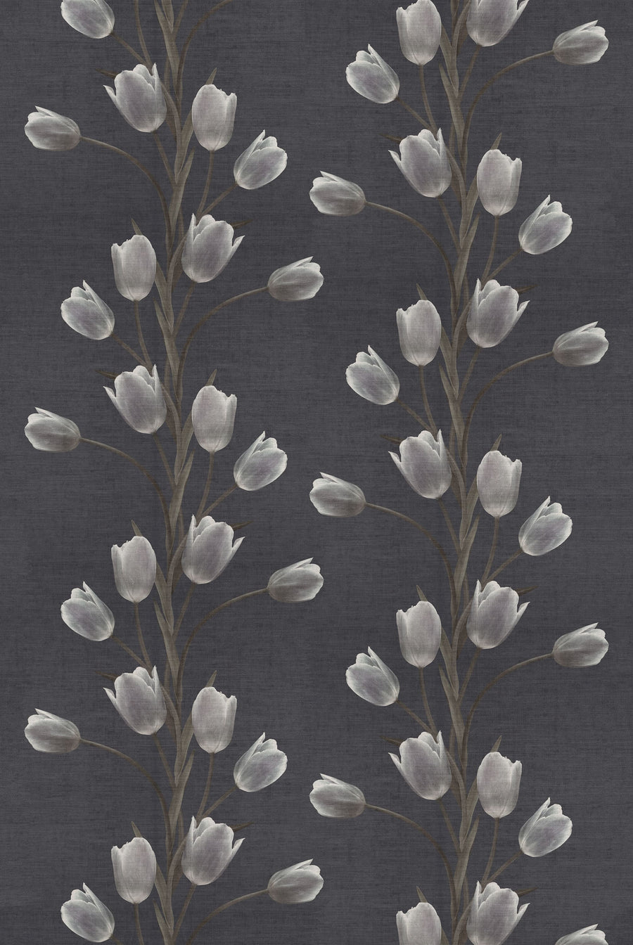 La Vie En Tulipe, Black Mural Wallpaper