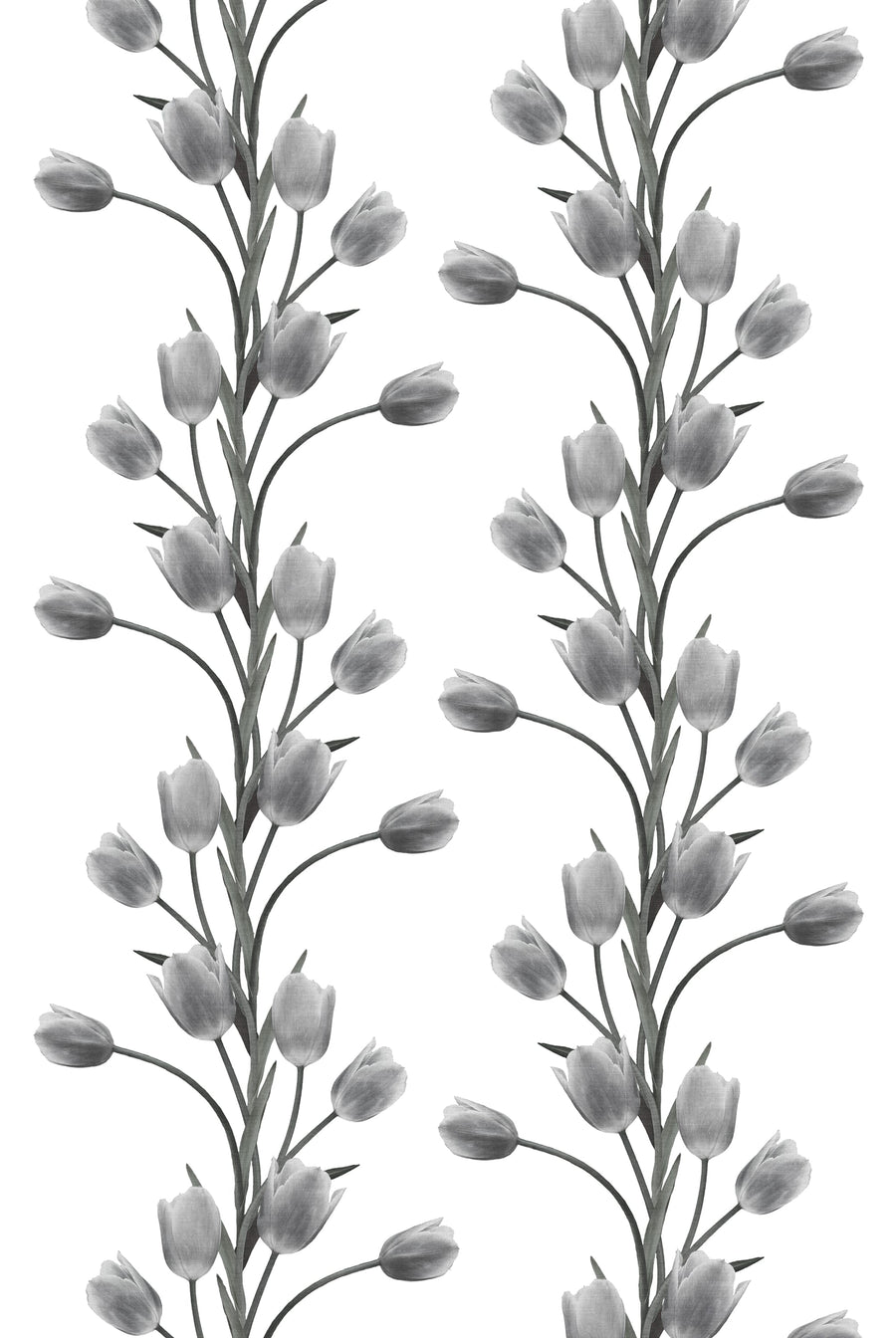La Vie En Tulipe, White Mural Wallpaper