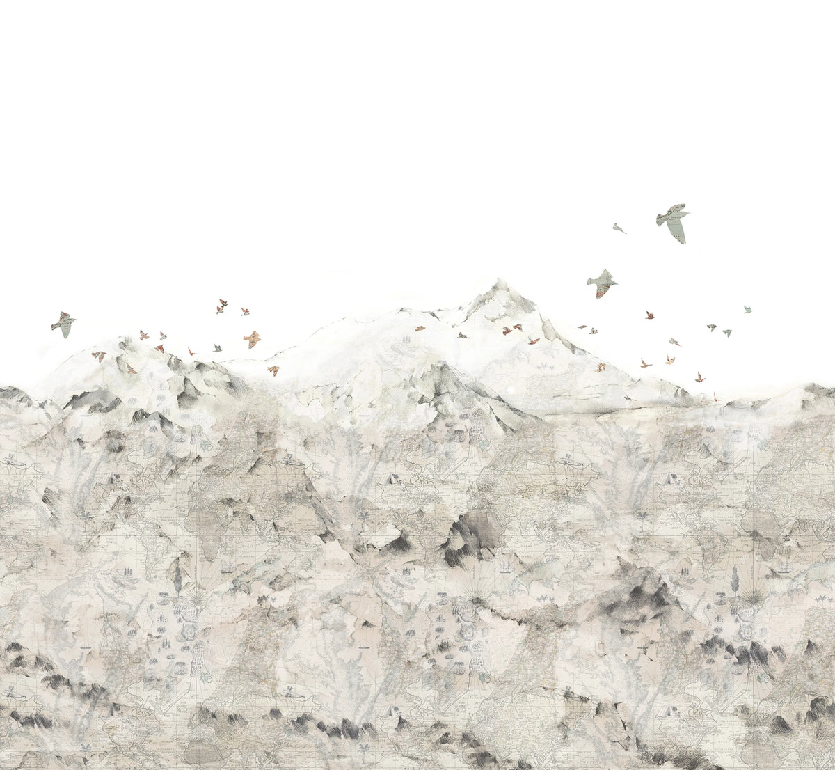 Paper Mountains Mural Wallpaper - pure wallpaper artwork