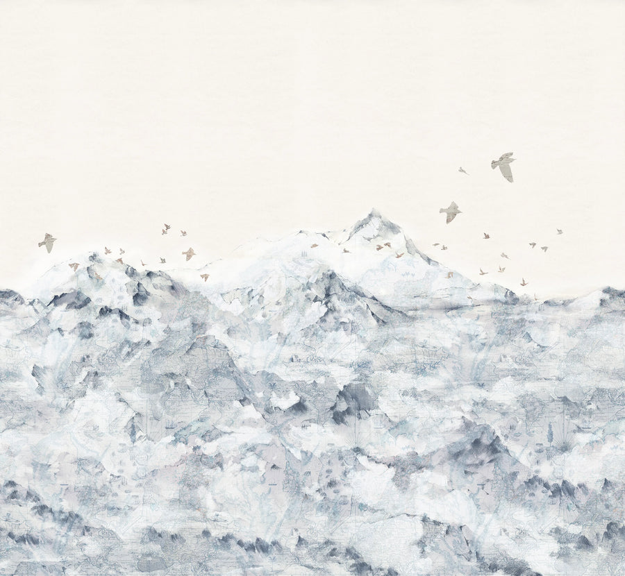 Paper Mountains, Blue Mural Wallpaper
