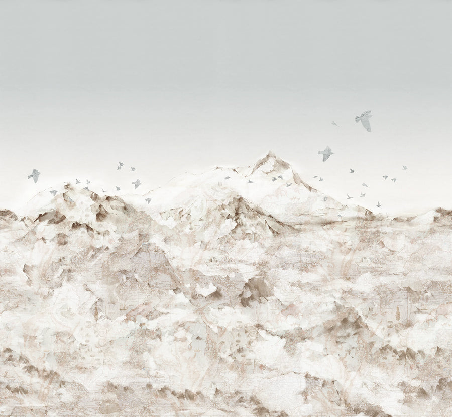Paper Mountains, Sepia Mural Wallpaper