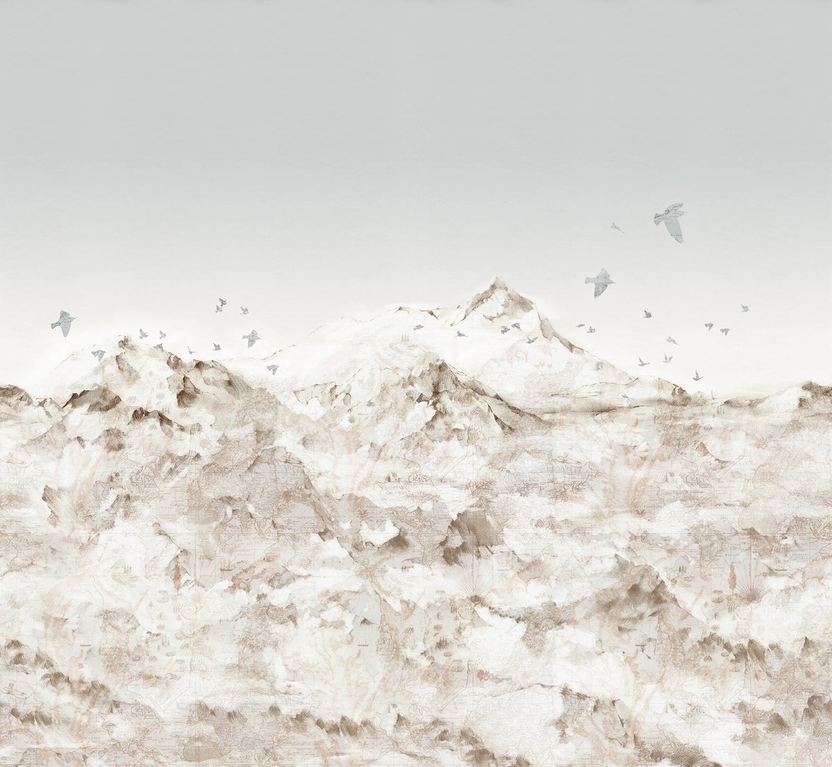 Paper Mountains, Sepia Mural Wallpaper - pure wallpaper artwork