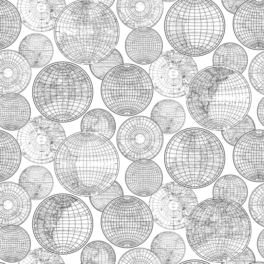 Globes Gathering, Black and White Mural Wallpaper