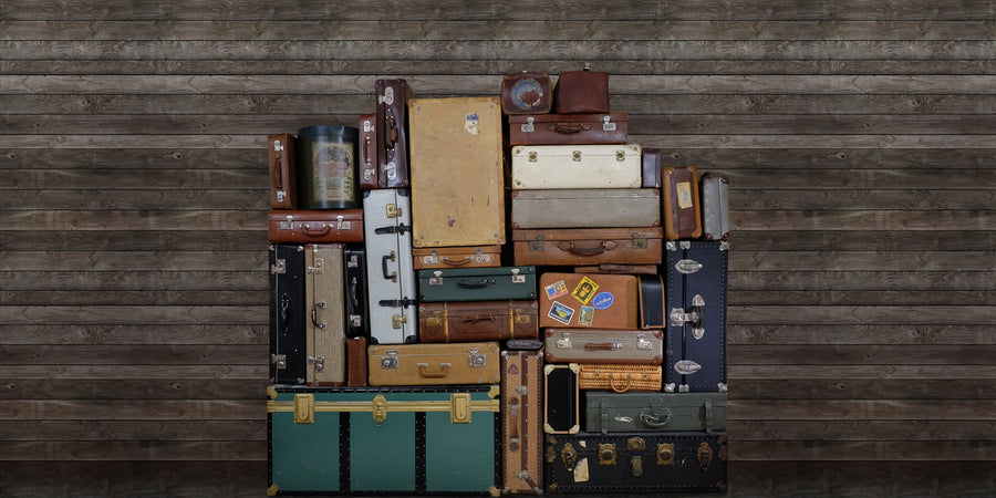 Stacked Suitcases, Heap Mural Wallpaper