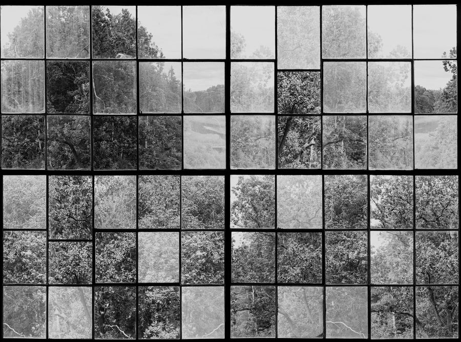Factory Window, Graphite Mural Wallpaper