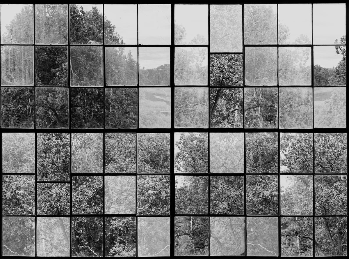 Factory Window, Graphite Mural Wallpaper - pure wallpaper artwork