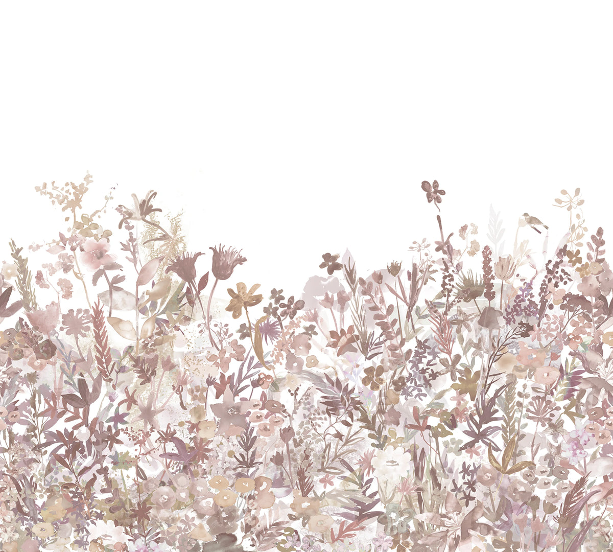 May Meadow, Dusty Pink Mural Wallpaper - pure wallpaper artwork