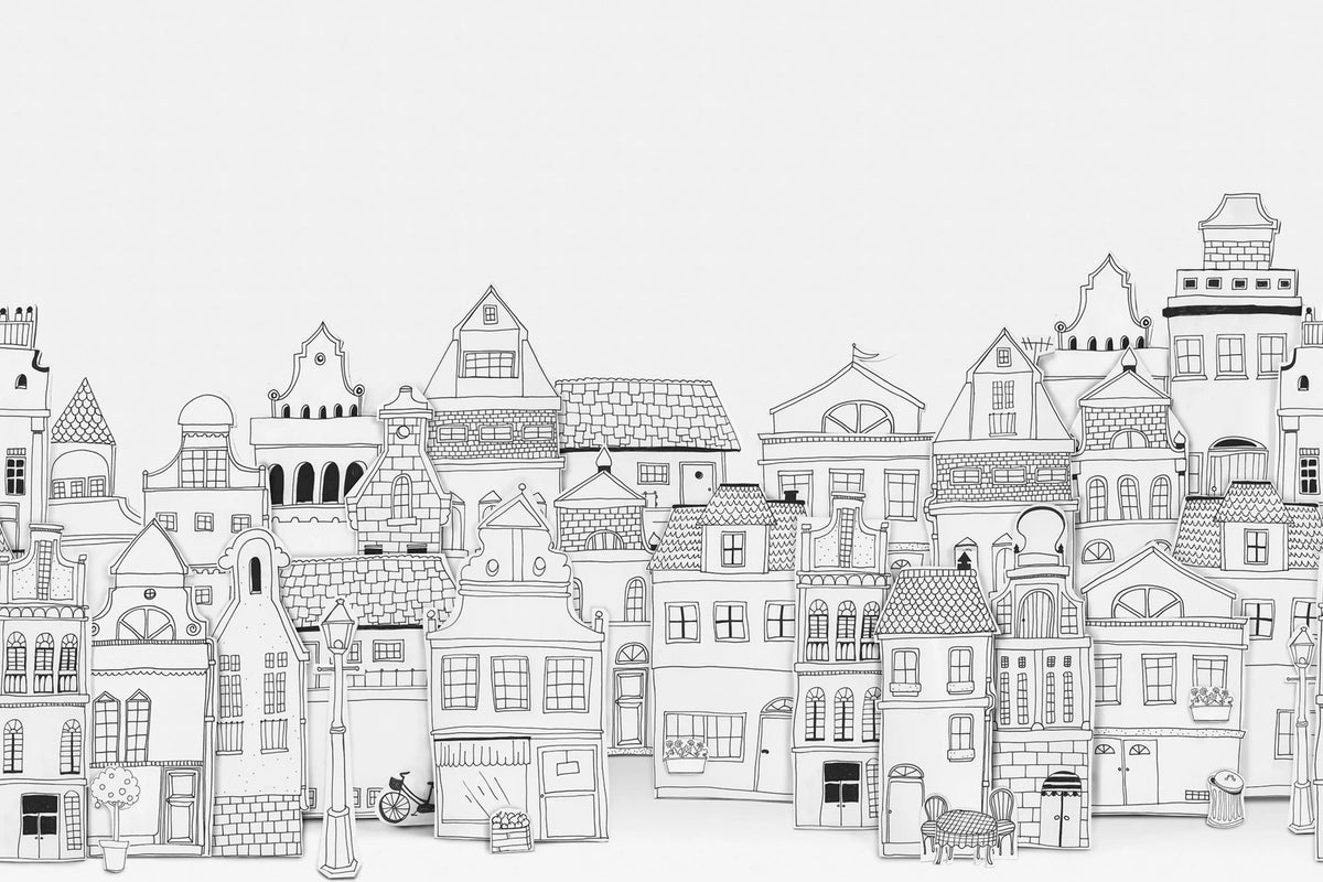 London Houses Mural Wallpaper - pure wallpaper artwork