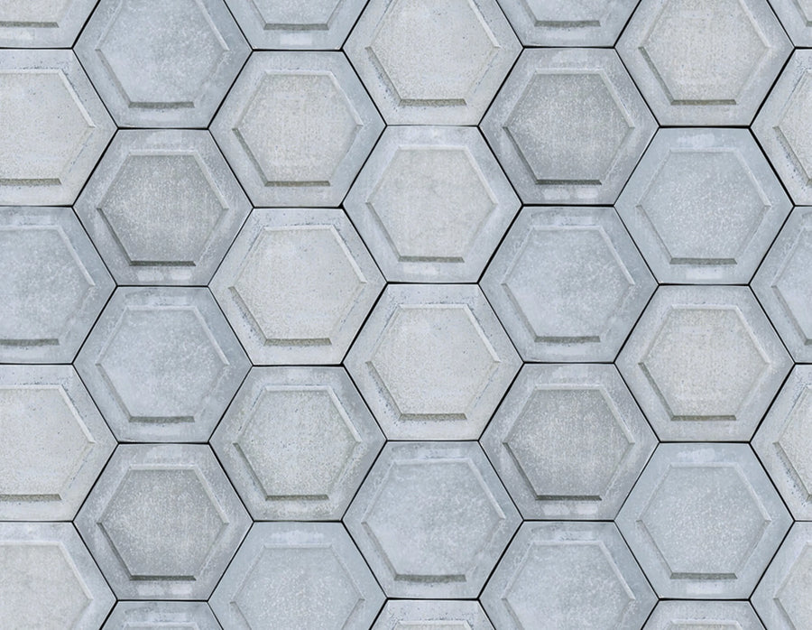 Concrete Hexagon Mural Wallpaper