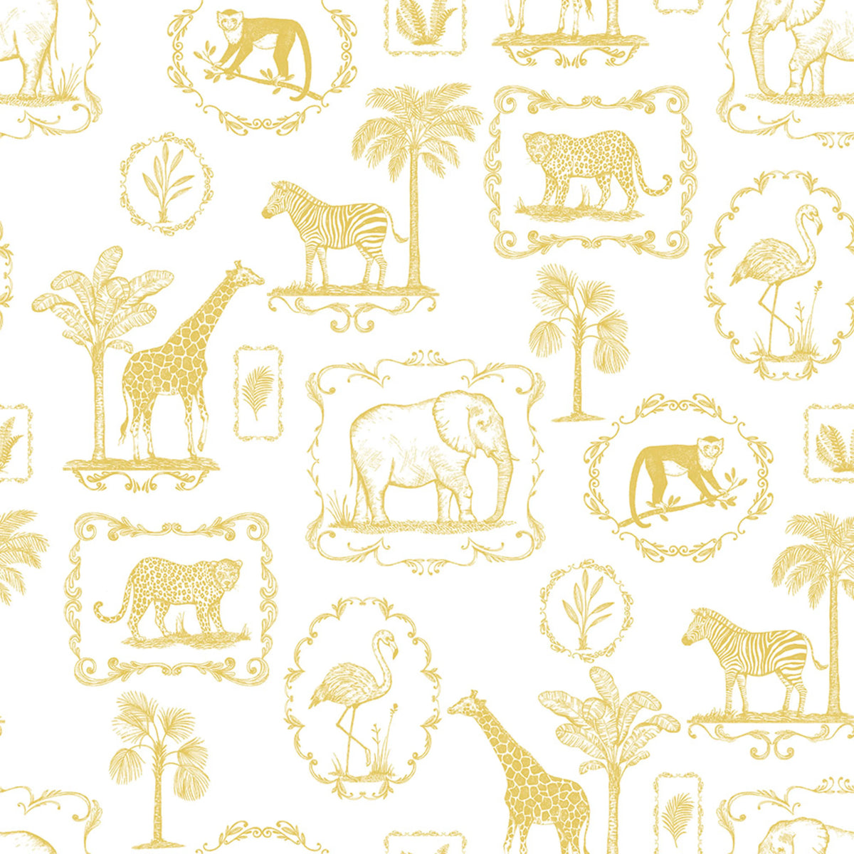 Animal Party, Yellow Mural Wallpaper - pure wallpaper artwork
