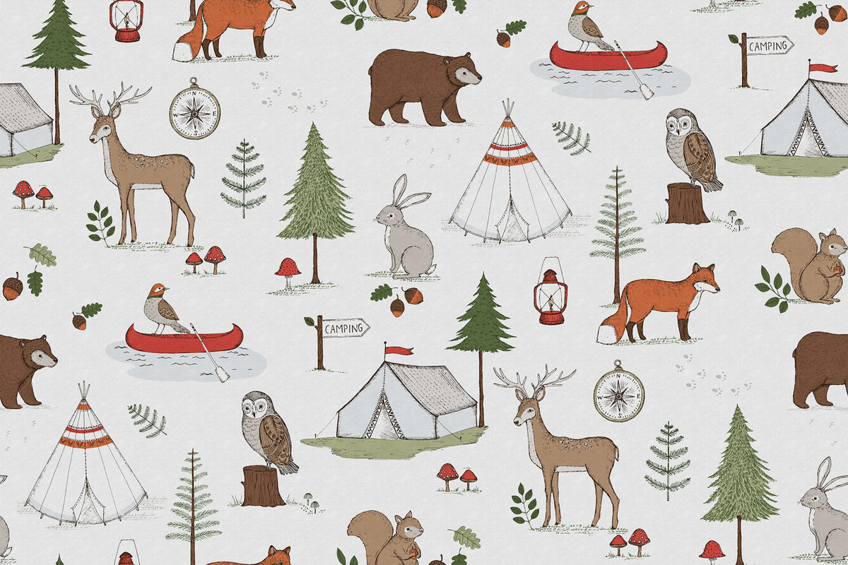 Camping Trip Mural Wallpaper - pure wallpaper artwork