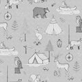 Camping Trip, Gray Mural Wallpaper - pure wallpaper artwork