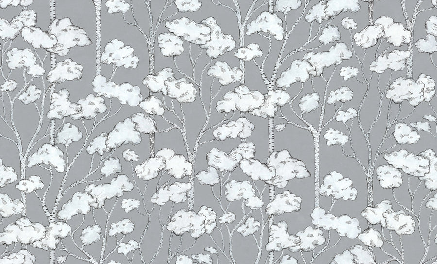 Animal Tree, Gray Mural Wallpaper