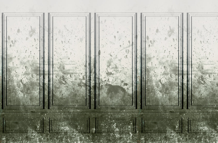 Patinated Panels, Moss Mural Wallpaper