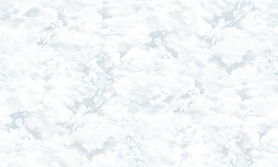 Chubby Cherubs, Blue Mural Wallpaper