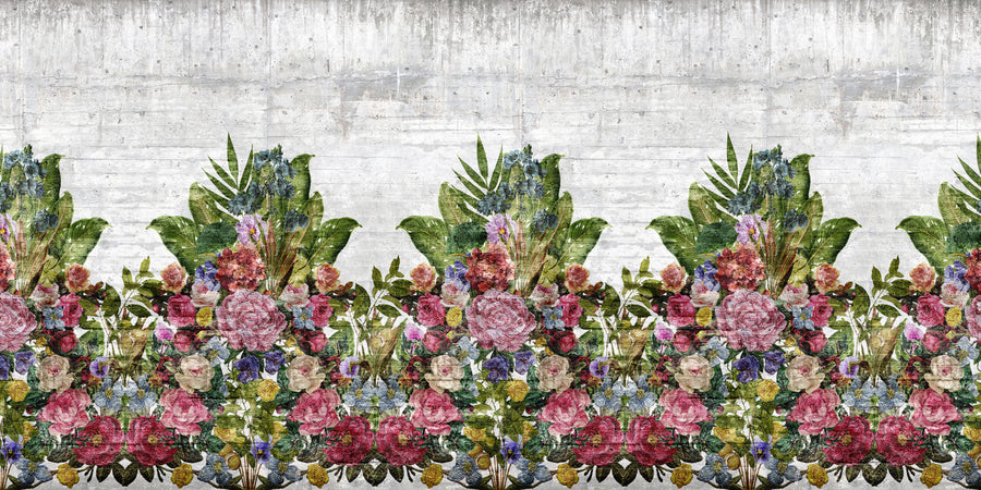 Flower Burst, Concrete Mural Wallpaper