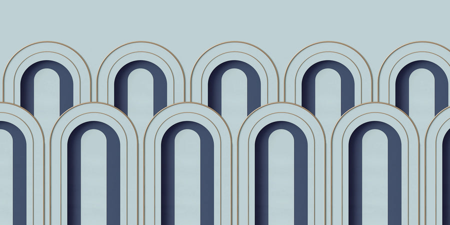 Arch Deco, Blue Mural Wallpaper